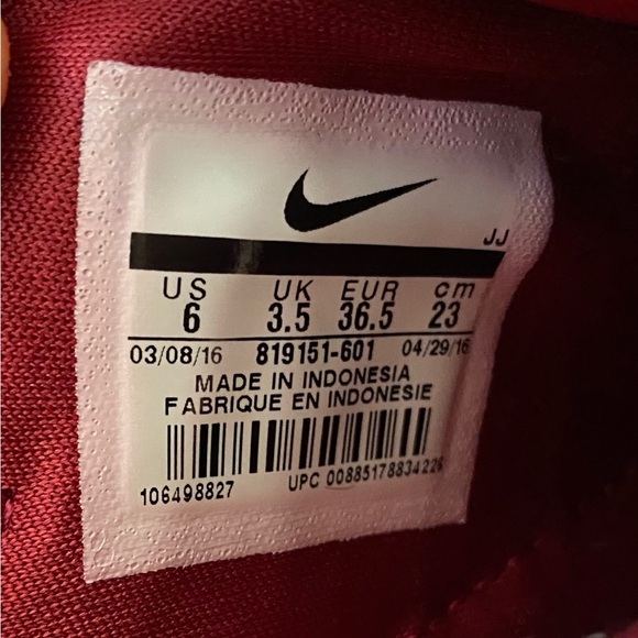 Nike Air Huarache Run Ultra Womens Size 6 819151-601 Burgundy Running Shoes - Picture 5 of 8